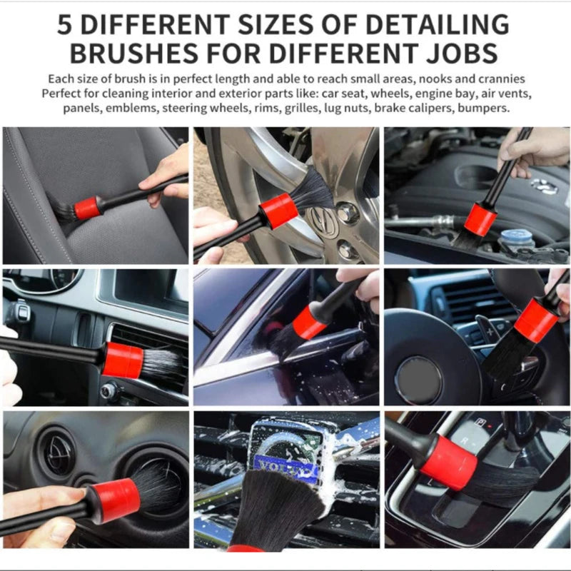 Detailing Brush Set Car Cleaning Brushes Power Scrubber Drill Brush For Car Leather Air Vents Rim Cleaning Dirt Dust Clean Tools